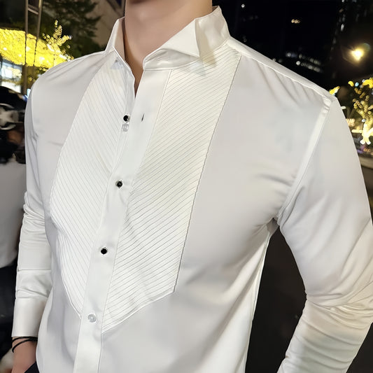 Men Shirts Solid Color Casual Tuxedo